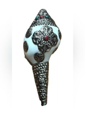 Vintage & Hand Carved Tibetan Ritual Shell Conch Blow Horn For Positive Energy🧘